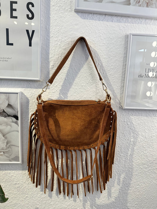 Leder Fransen Tasche