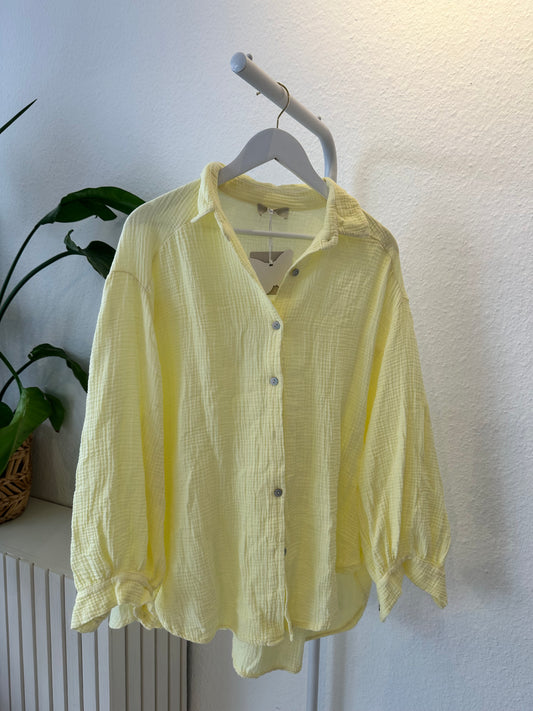 Kurze Musselin Bluse Vers. Farben