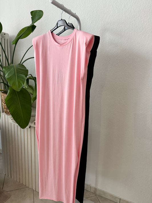 Langes Kleid mit Schulter Polster