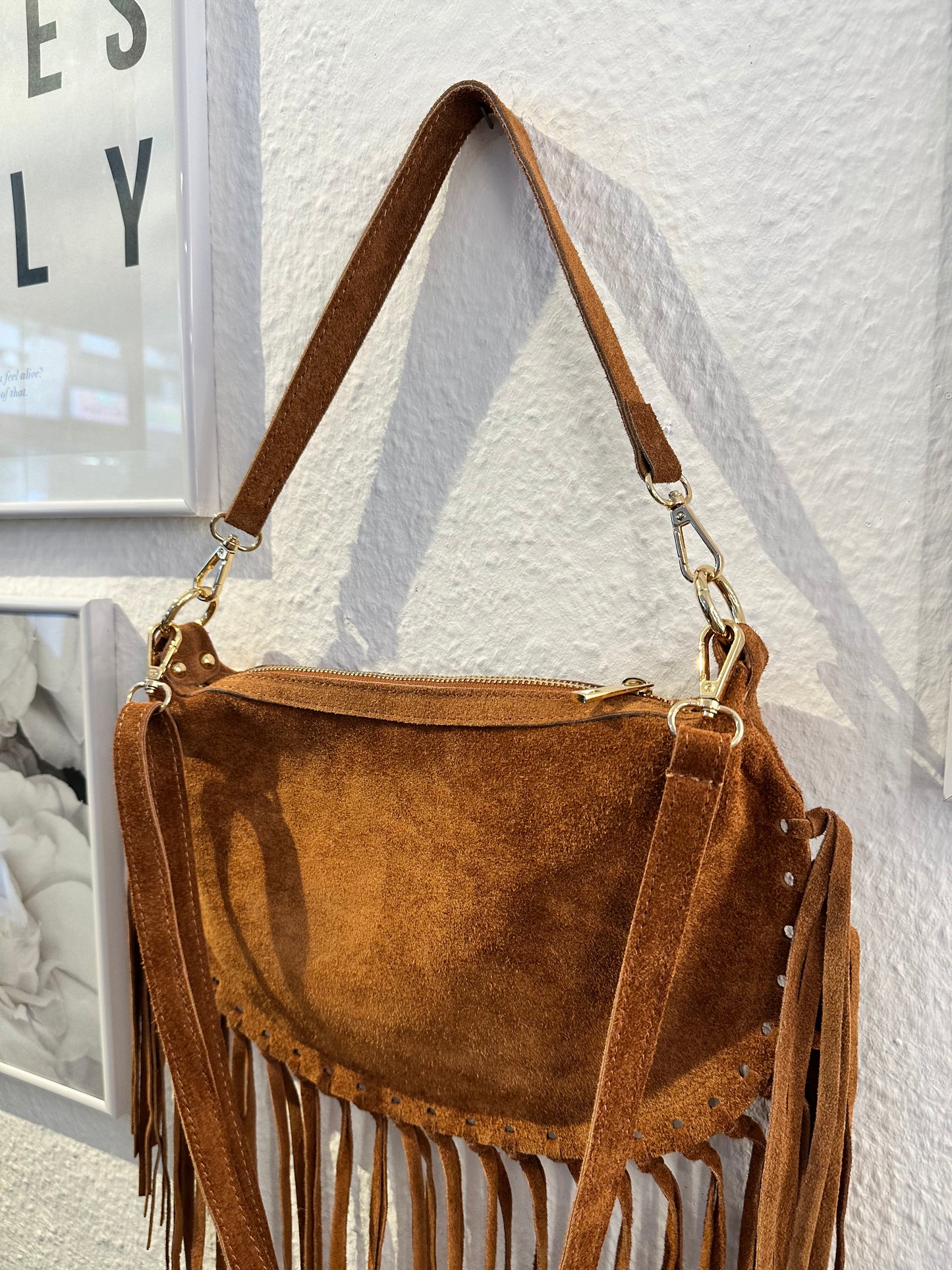 Leder Fransen Tasche