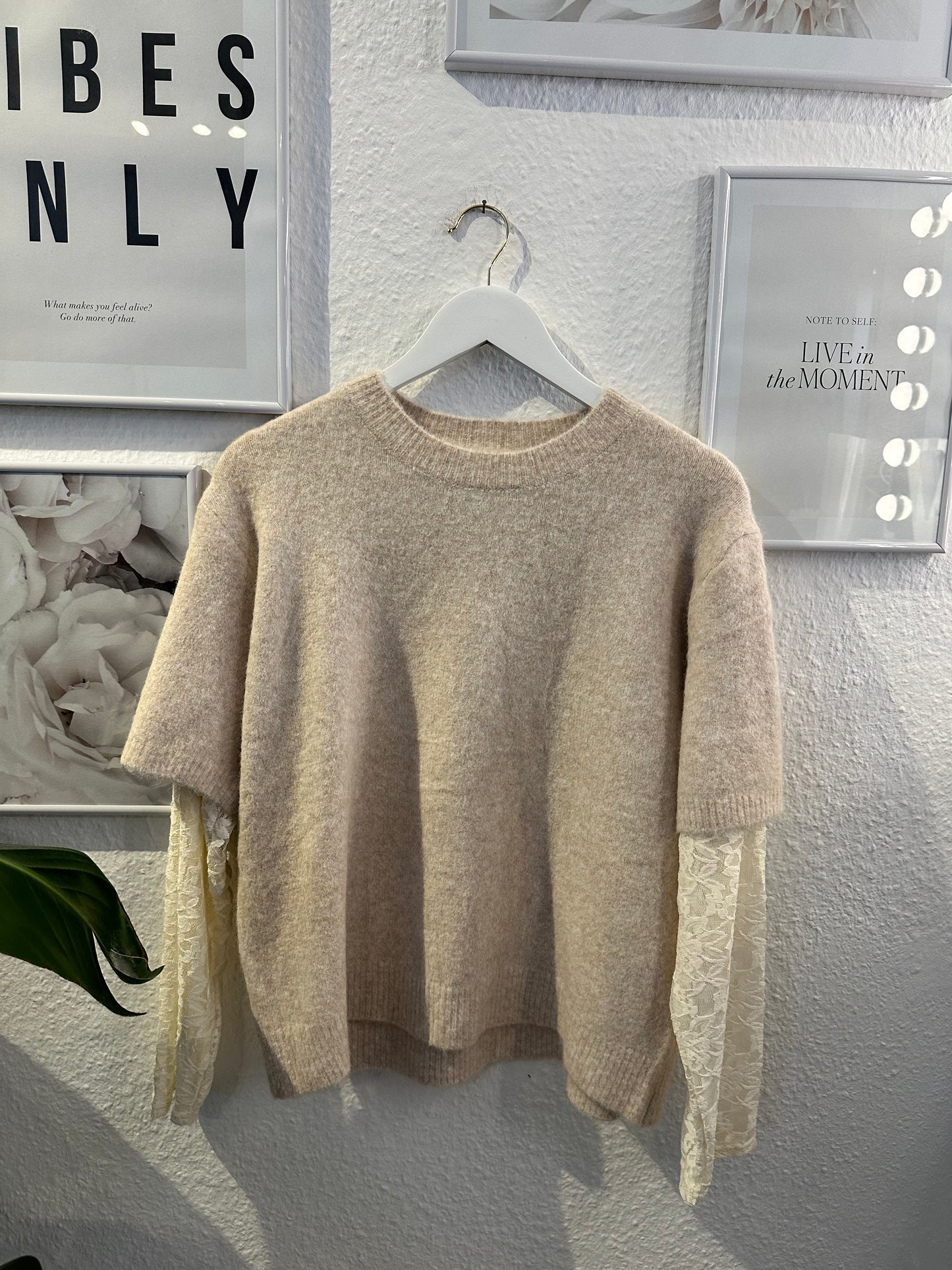 Strick Shirt mit Spitzen Armen