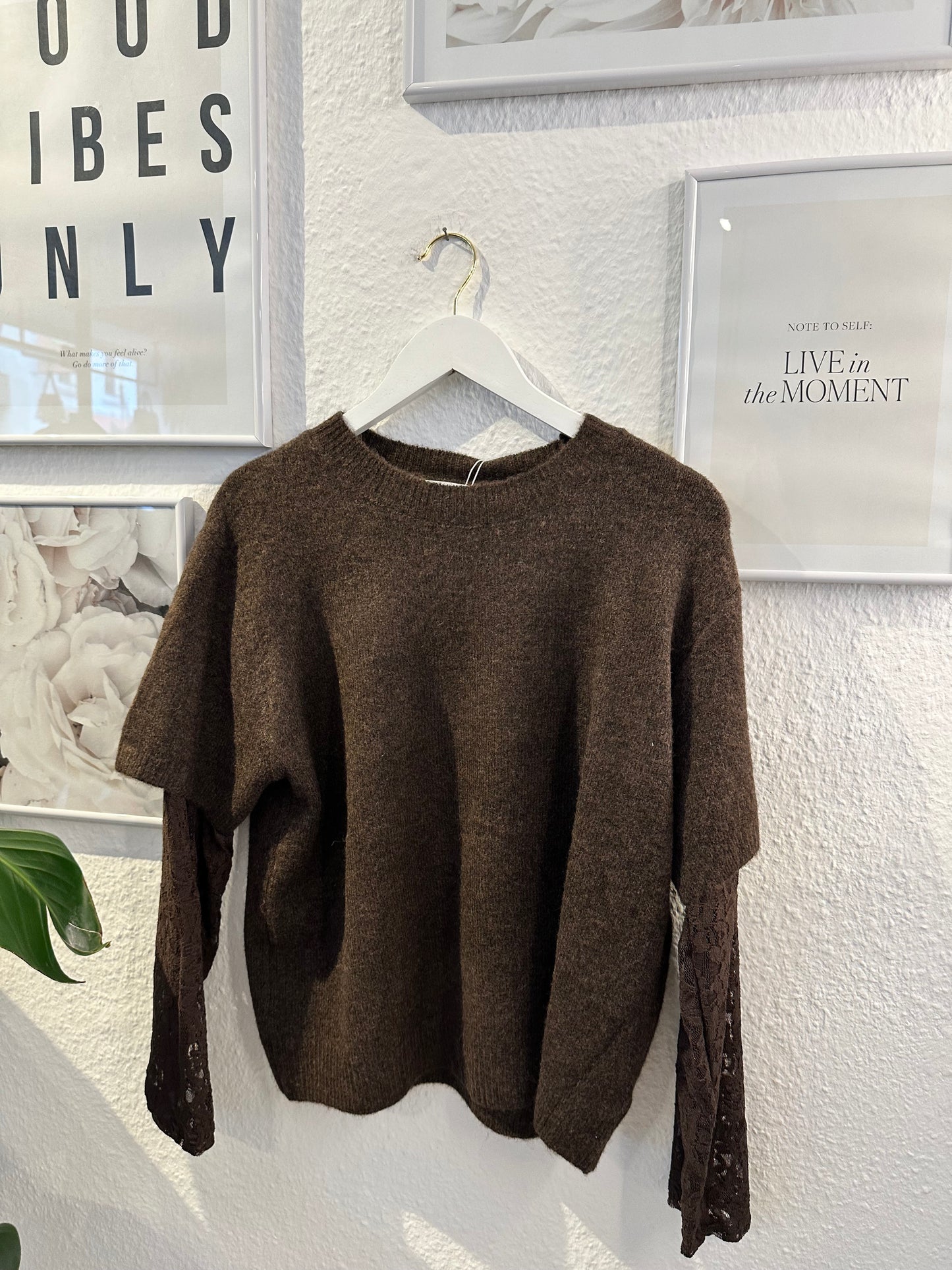 Strick Shirt mit Spitzen Armen