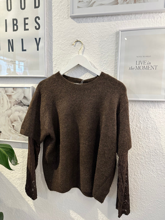 Strick Shirt mit Spitzen Armen